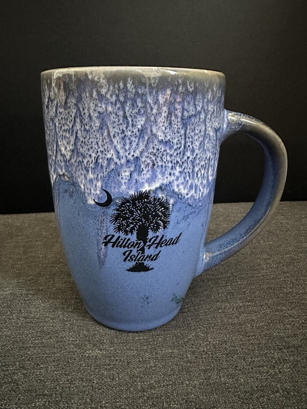 Hilton Head Island SC Agiftcorp Blue Drip Glaze Stoneware Mug Palmetto Tree